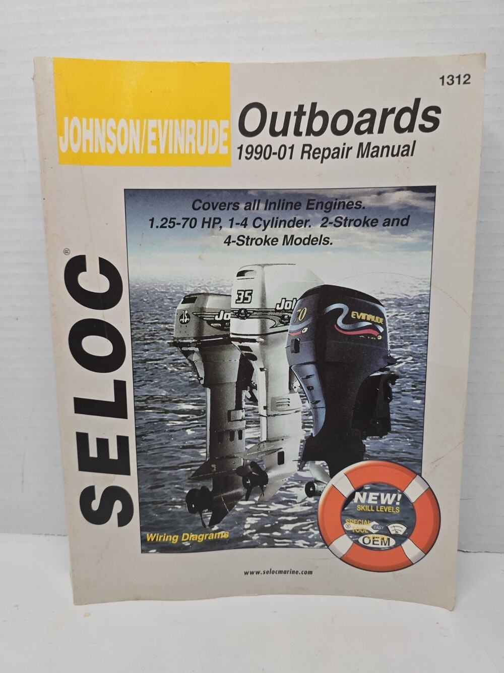 Seloc 1312 Johnson Evinrude Outboard Repair Manual 1990-2001 1.25-70 HP 2/4